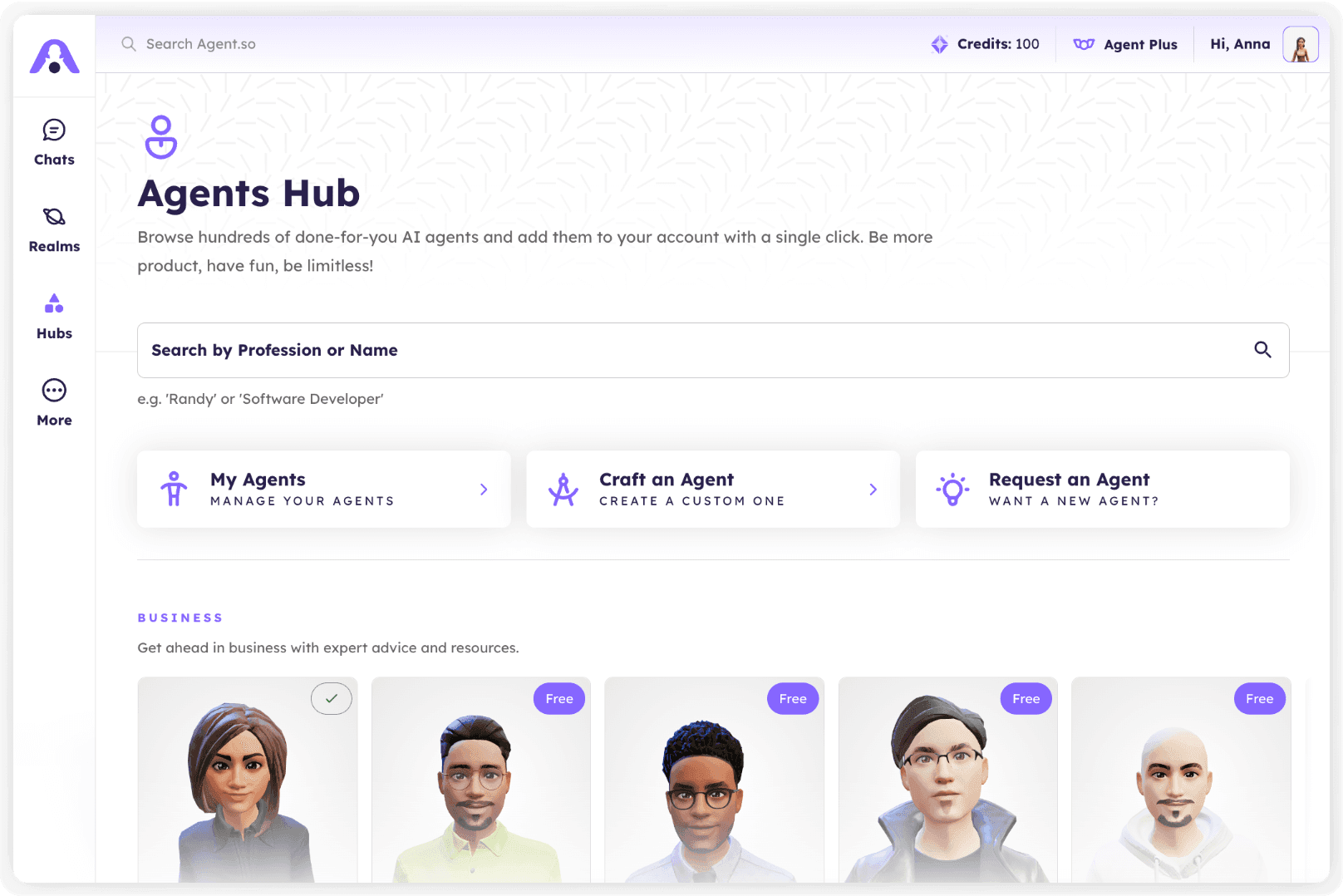 A screenshot of the Agent.so "Hire AI Gary for Free" Page